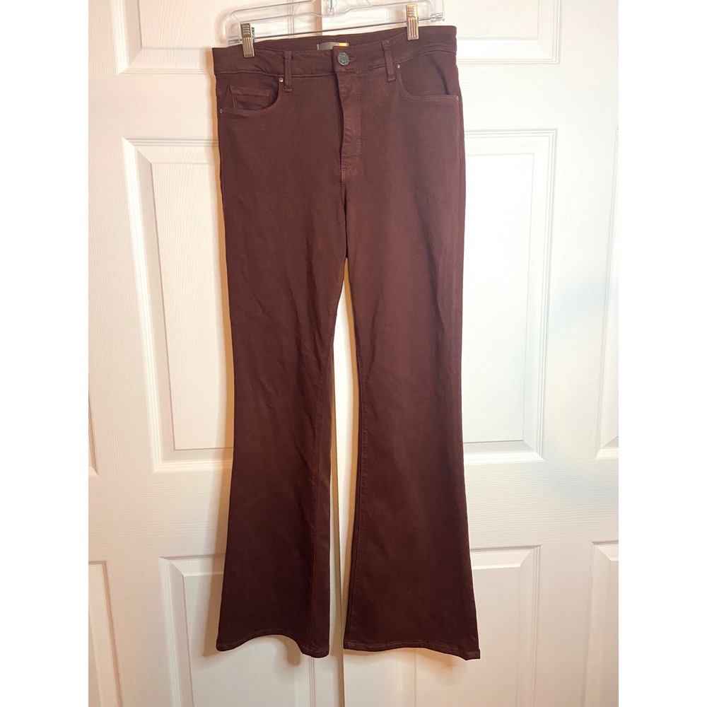 KUT from the Kloth Ana High Rise Fab Ab Flare Jeans Brown Mahogany Size 10
